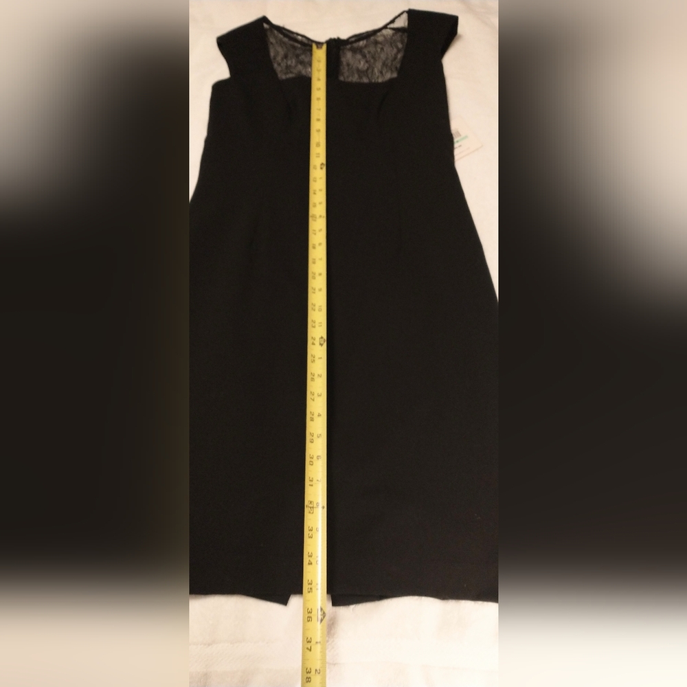 Calvin Klein Black Cocktail Dress Size 8 Lace Yoke Sheath Knee Length NWT - Picture 11 of 11